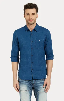 Spykar Men'S Blue Silk Printed Casual Shirts