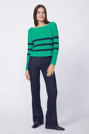 Stateside Striped Raglan Pullover Sweater in Irish Crush