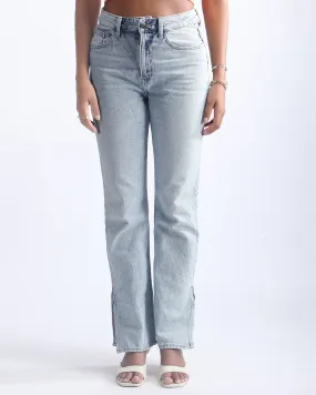 STRAIGHT FIT SLIT HEM JEANS