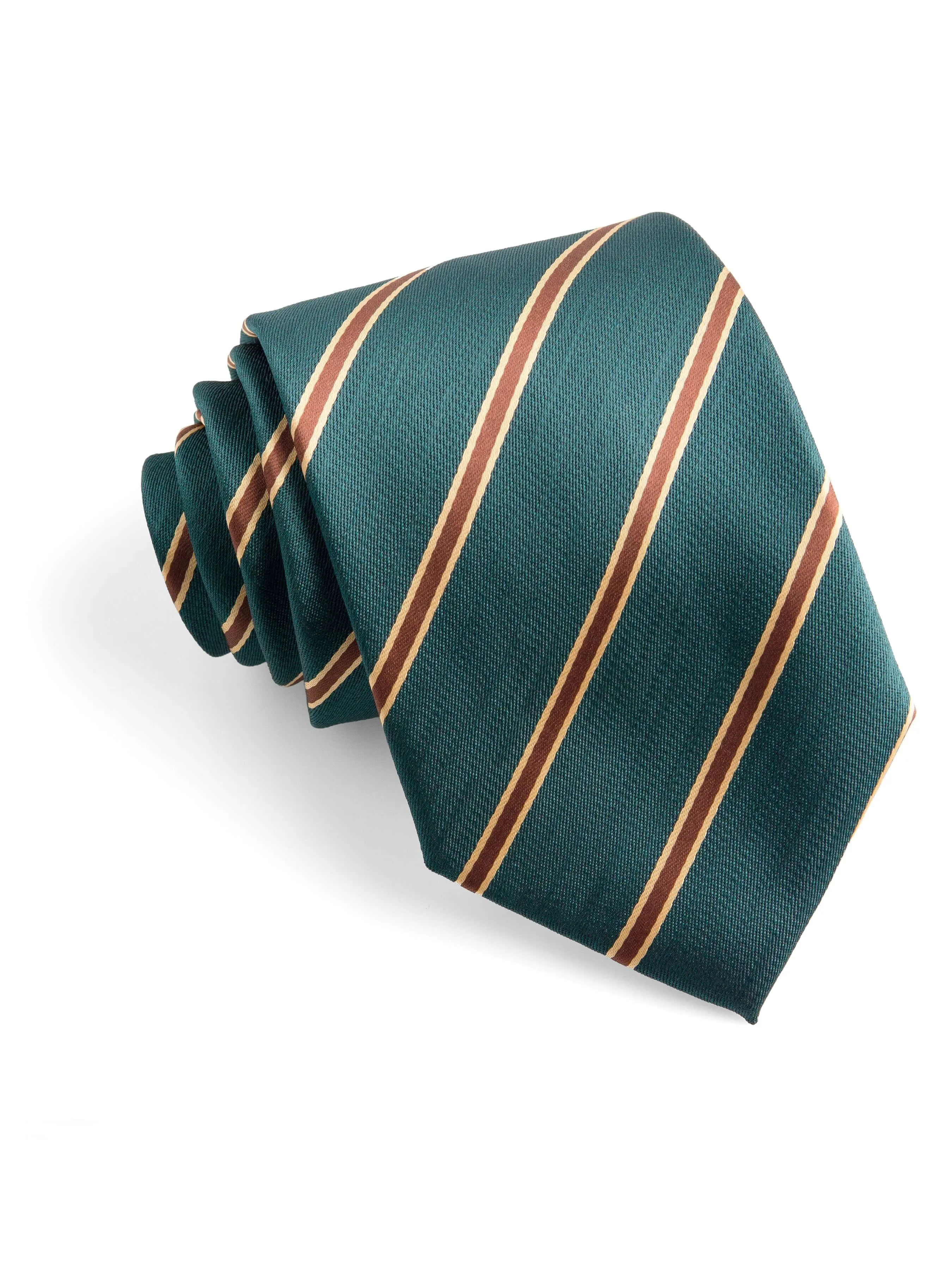 Stripes Tie - Emerald Green With Brown Line