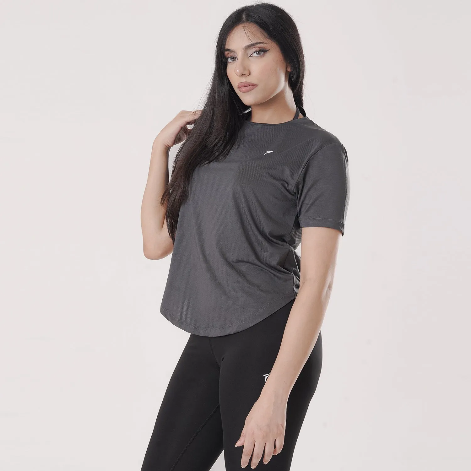 Tf-Premium Charcoal Half Sleeve Women Mesh Tee