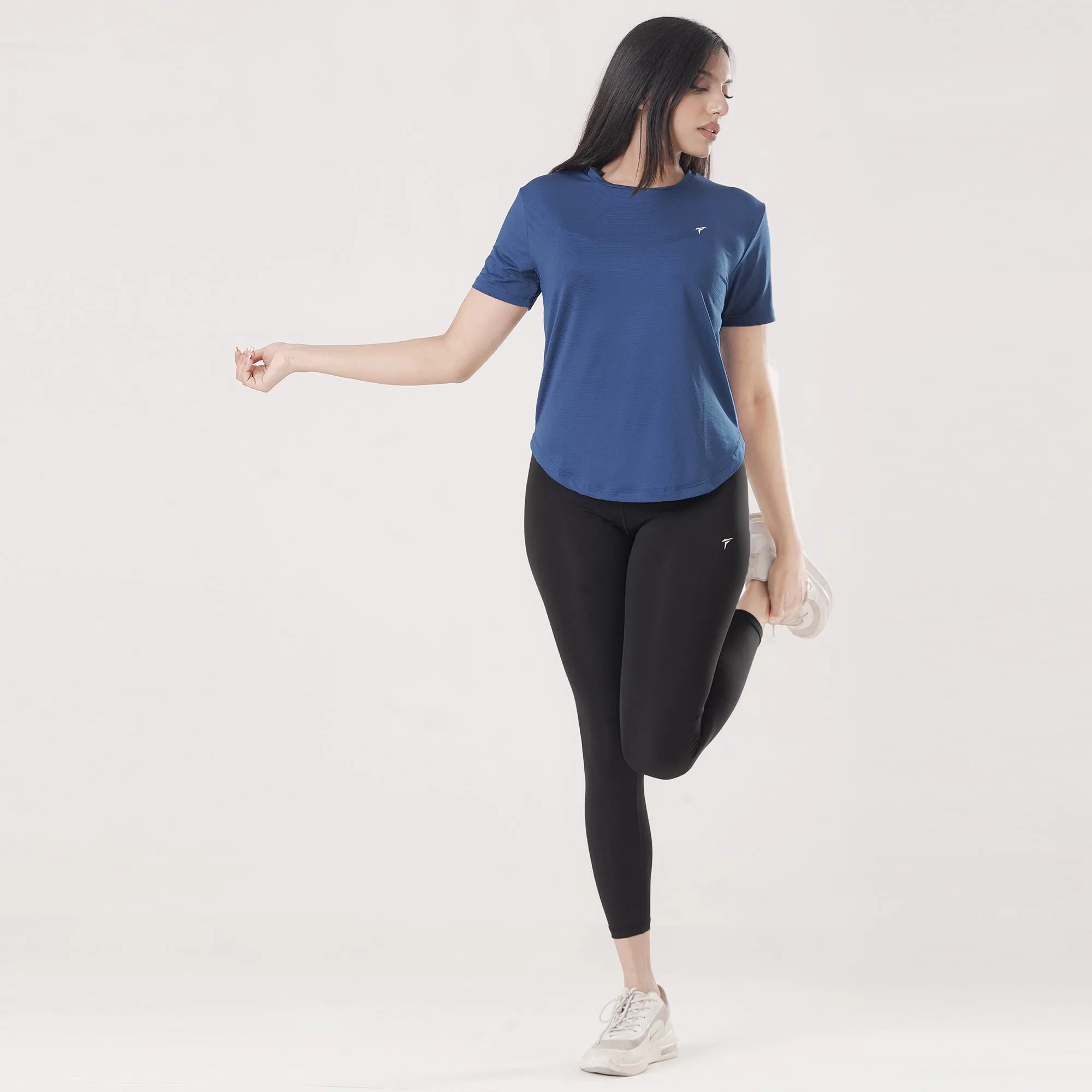 Tf-Premium Imperial Blue Half Sleeve Women Mesh Tee