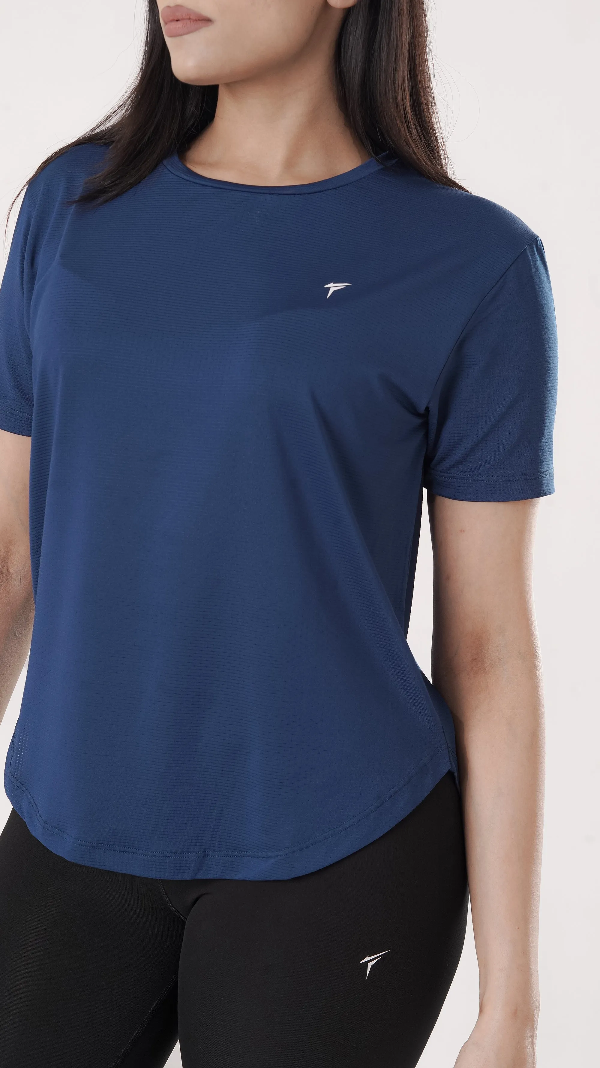 Tf-Premium Imperial Blue Half Sleeve Women Mesh Tee