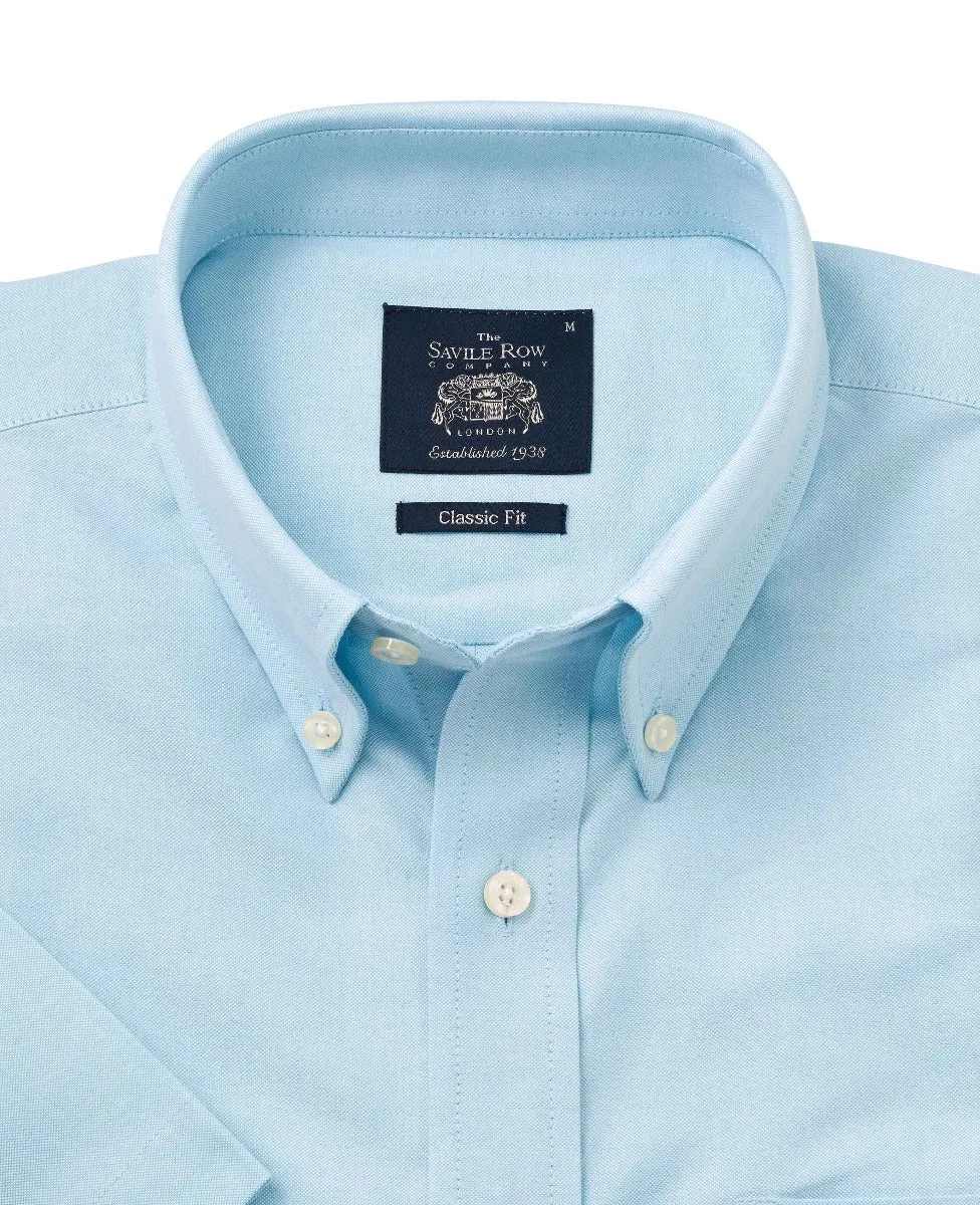 Turquoise Button-Down Short Sleeve Oxford Shirt