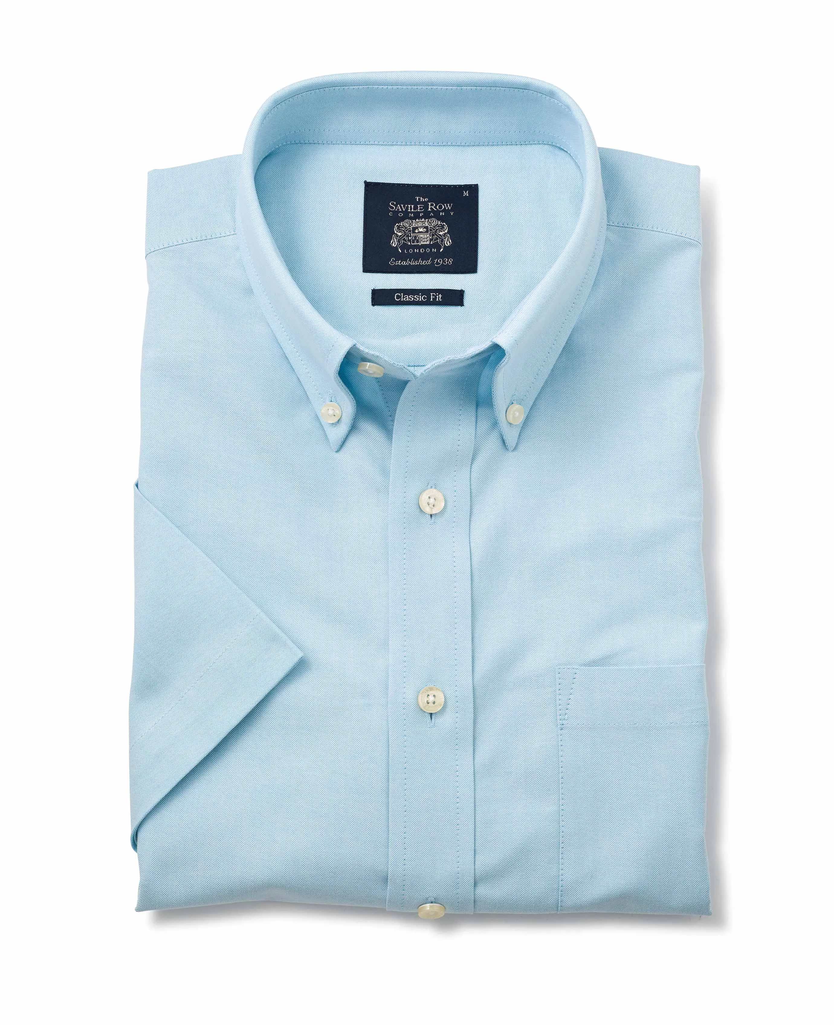 Turquoise Button-Down Short Sleeve Oxford Shirt