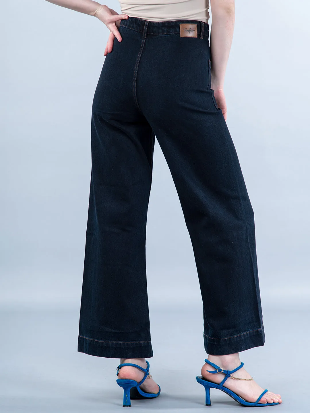 Two Pocket Navy Blue Flared Jeans