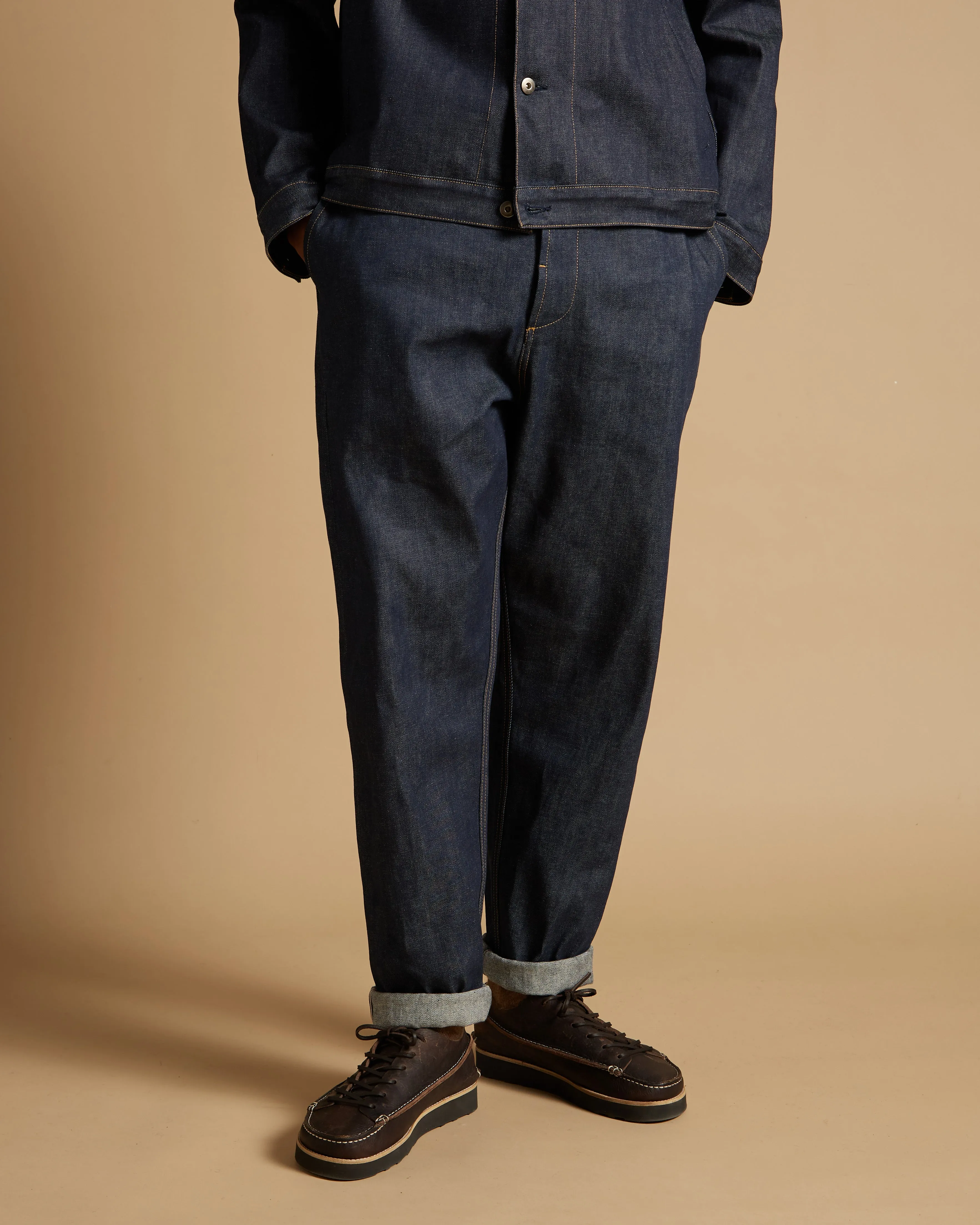 Universal Works Military Chino in Indigo 13oz Selvedge Denim