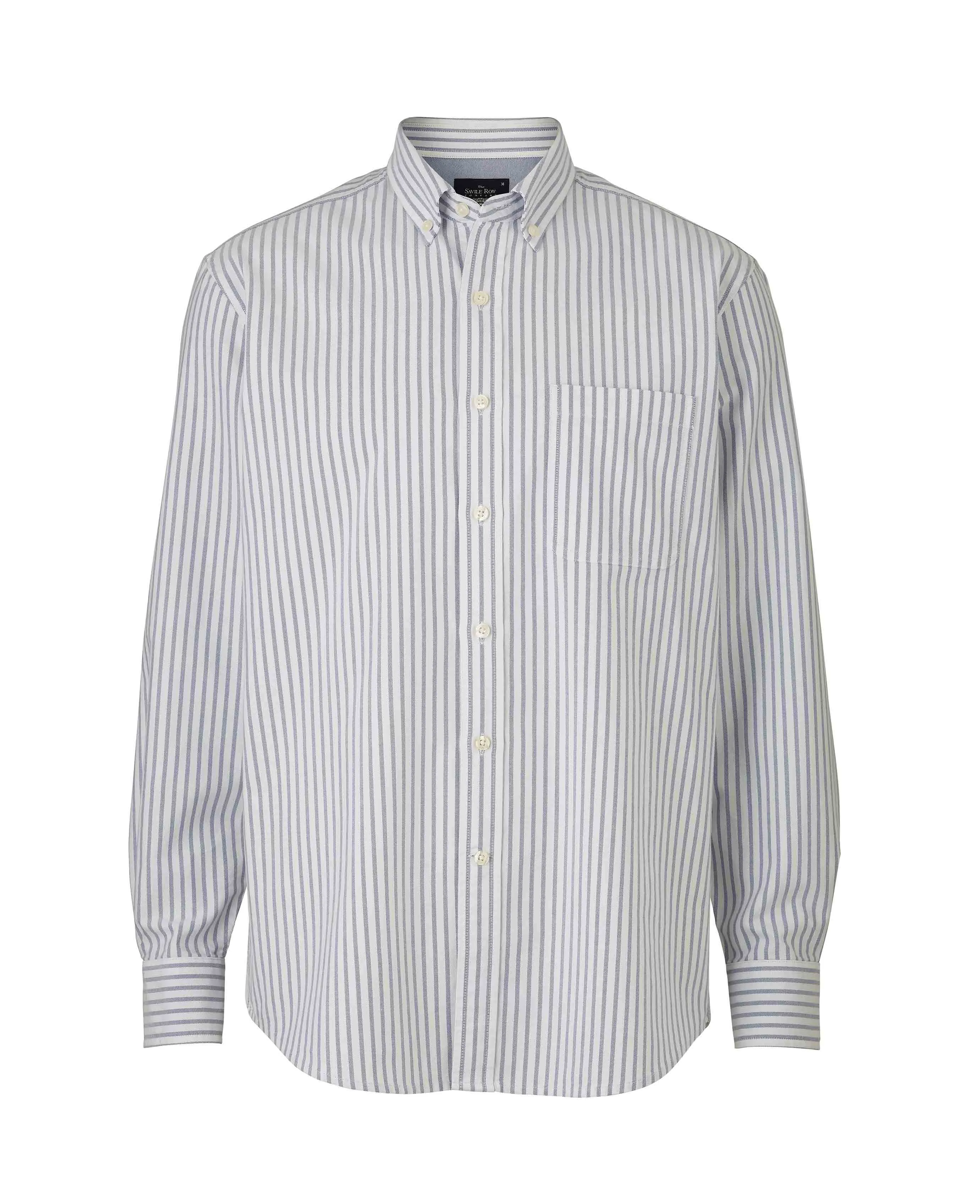 White Blue Stripe Classic Fit Oxford Shirt