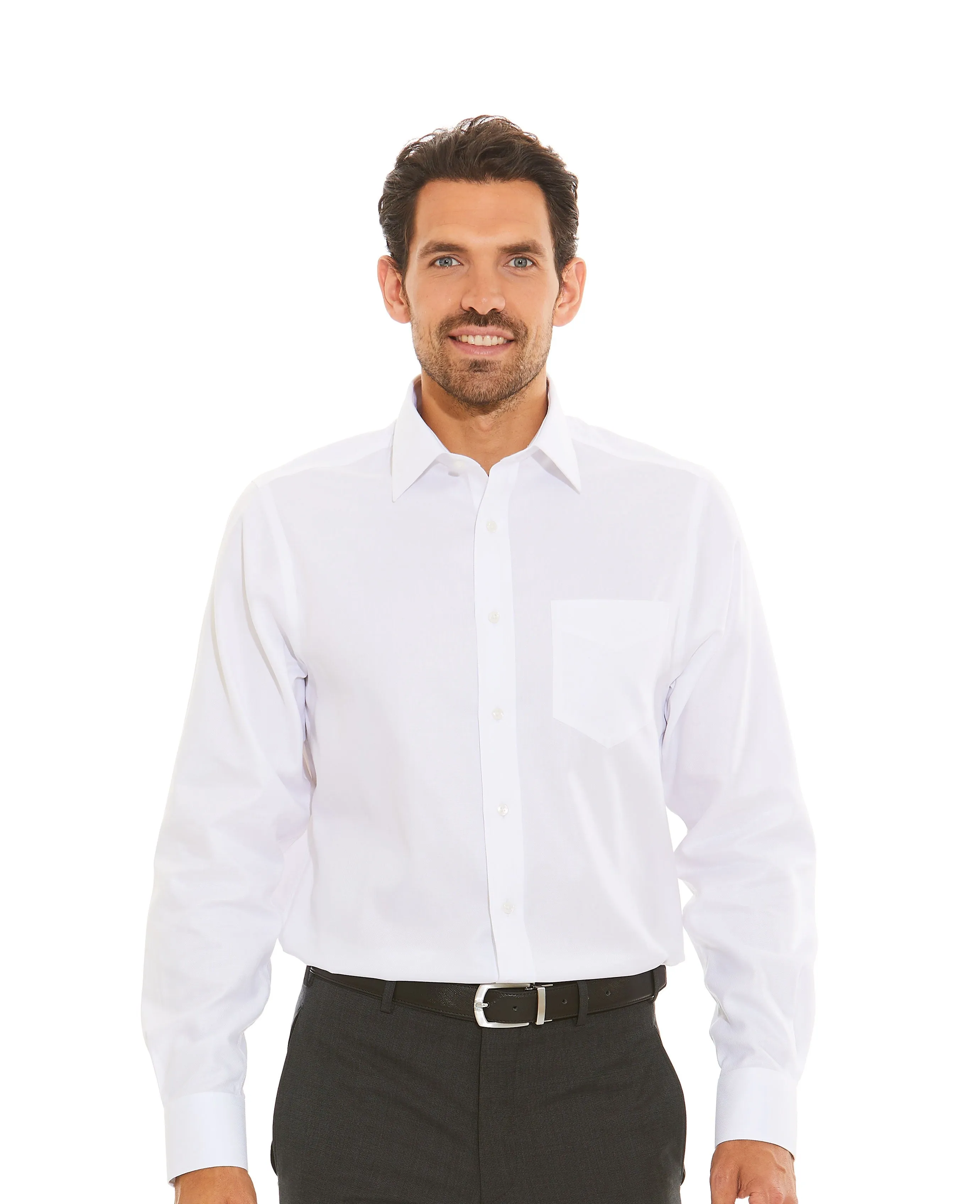 White Micro Dobby Classic Fit Non-Iron Formal Shirt - Single Cuff