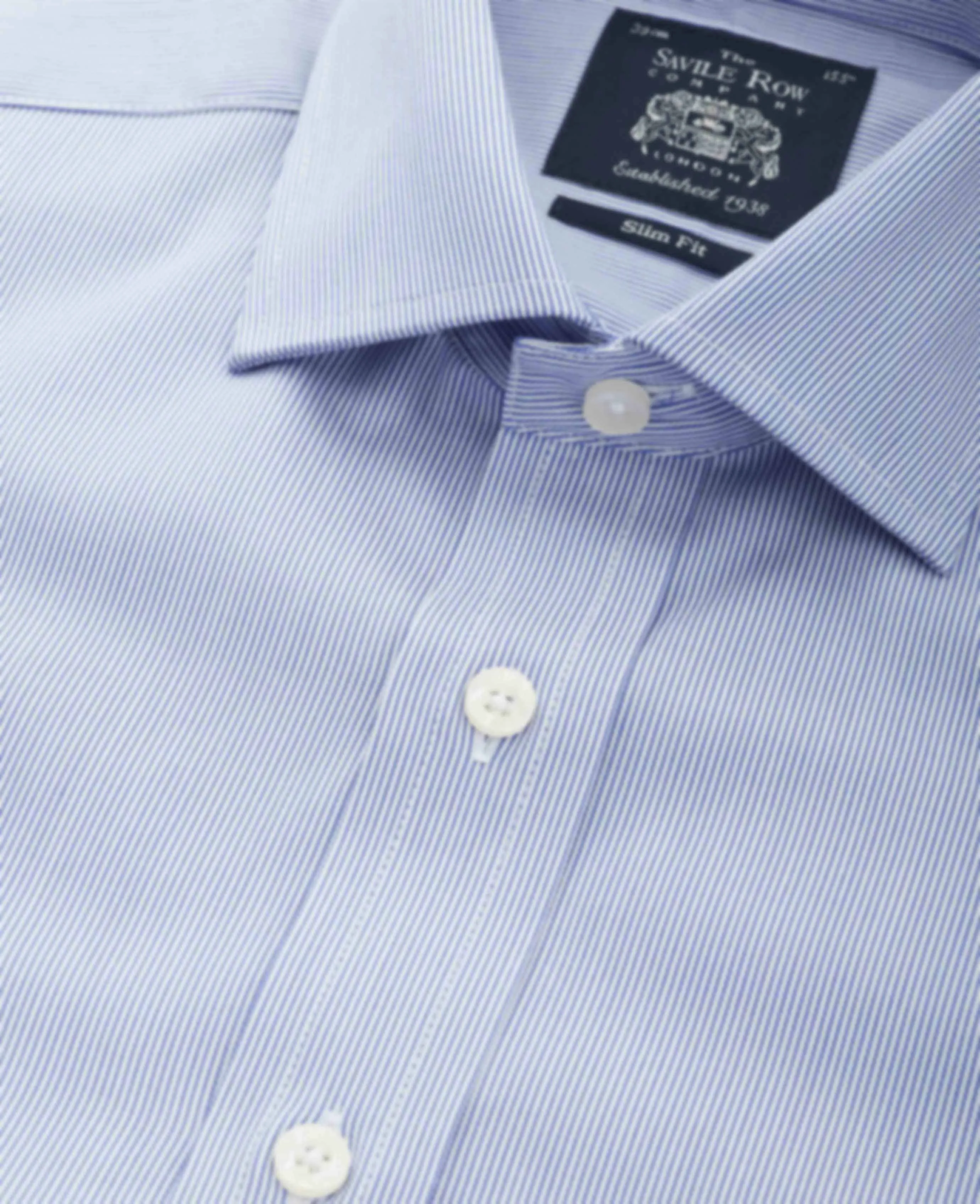 White Navy Ticking Stripe Slim Fit Formal Shirt - Double Cuff