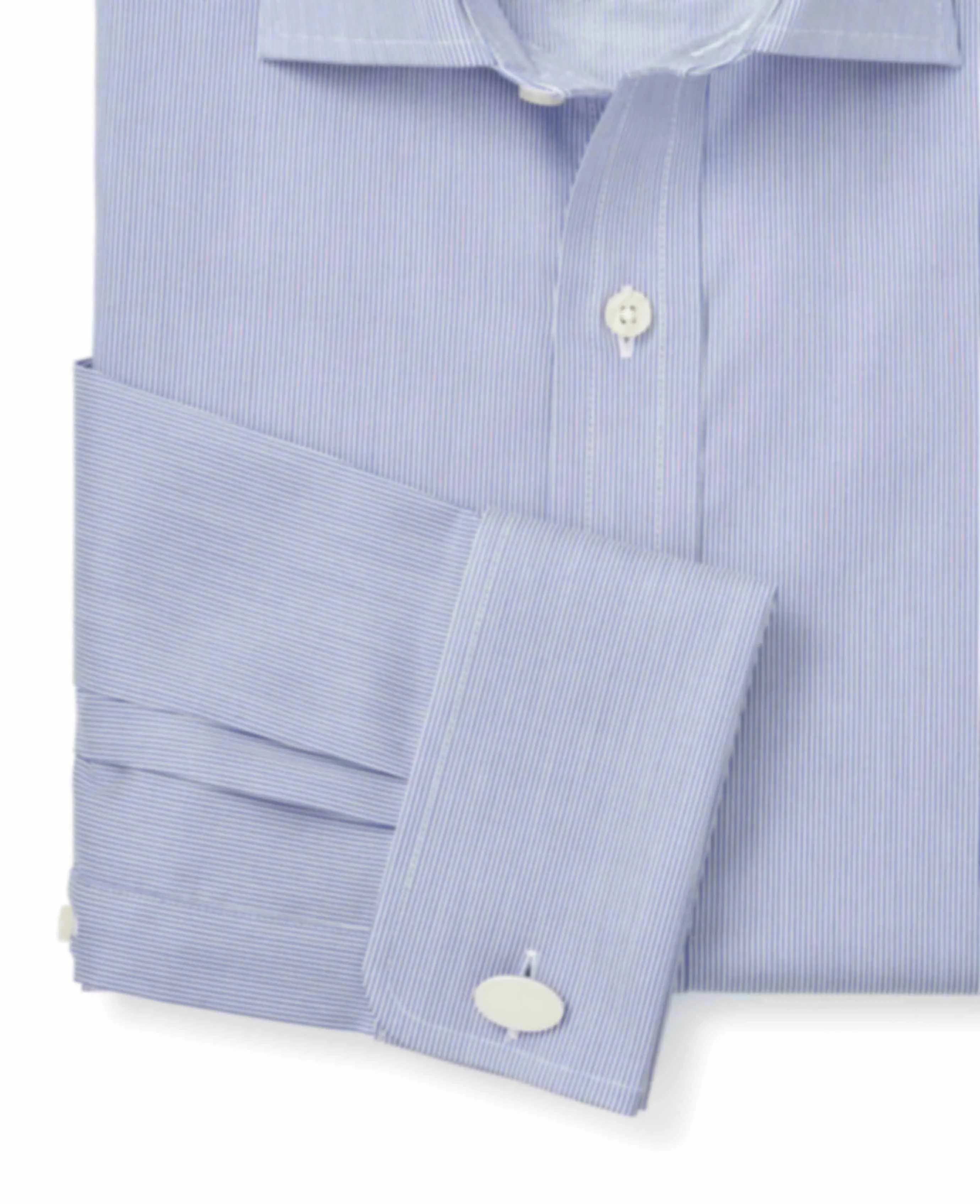 White Navy Ticking Stripe Slim Fit Formal Shirt - Double Cuff