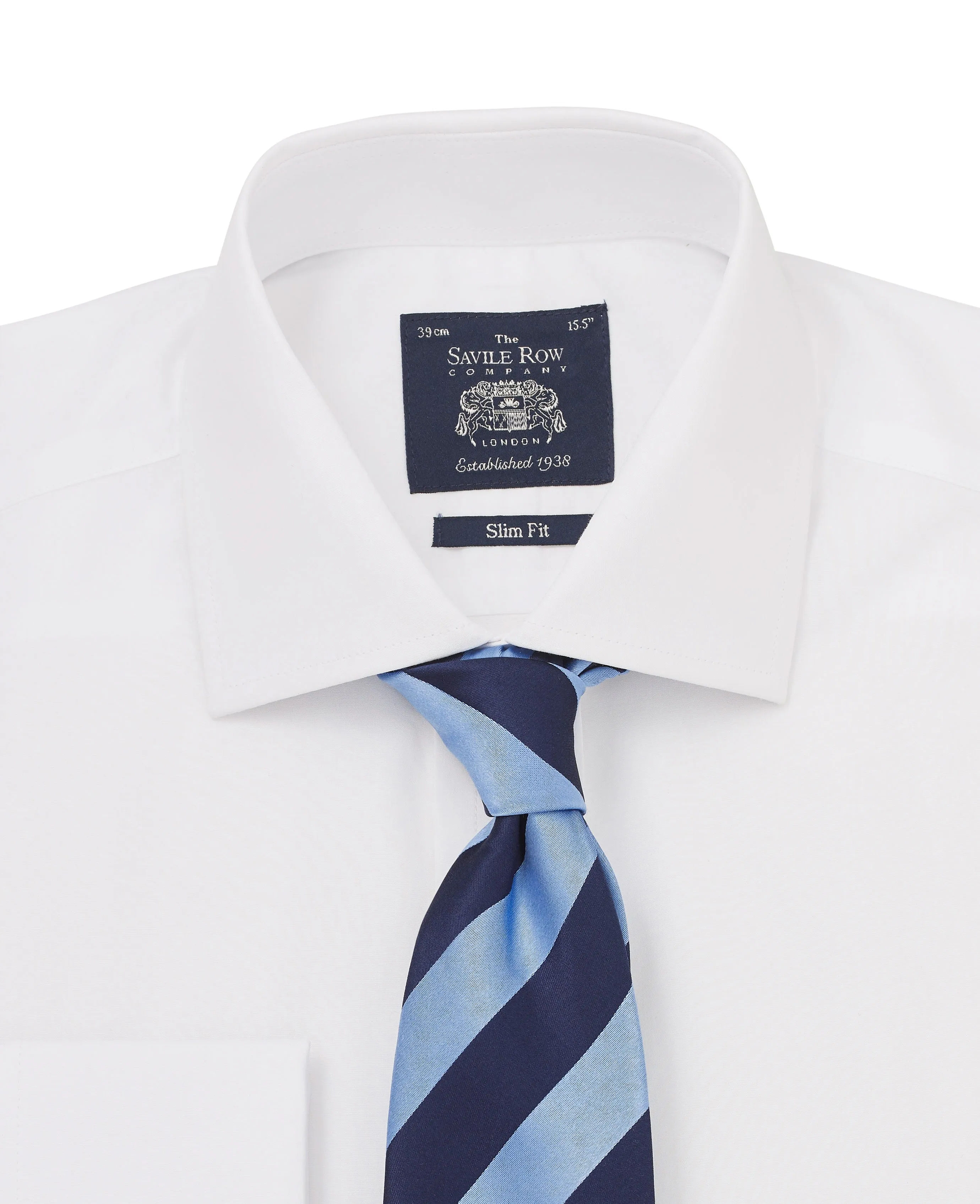 White Slim Fit Cotton Poplin Formal Shirt - Single or Double Cuff