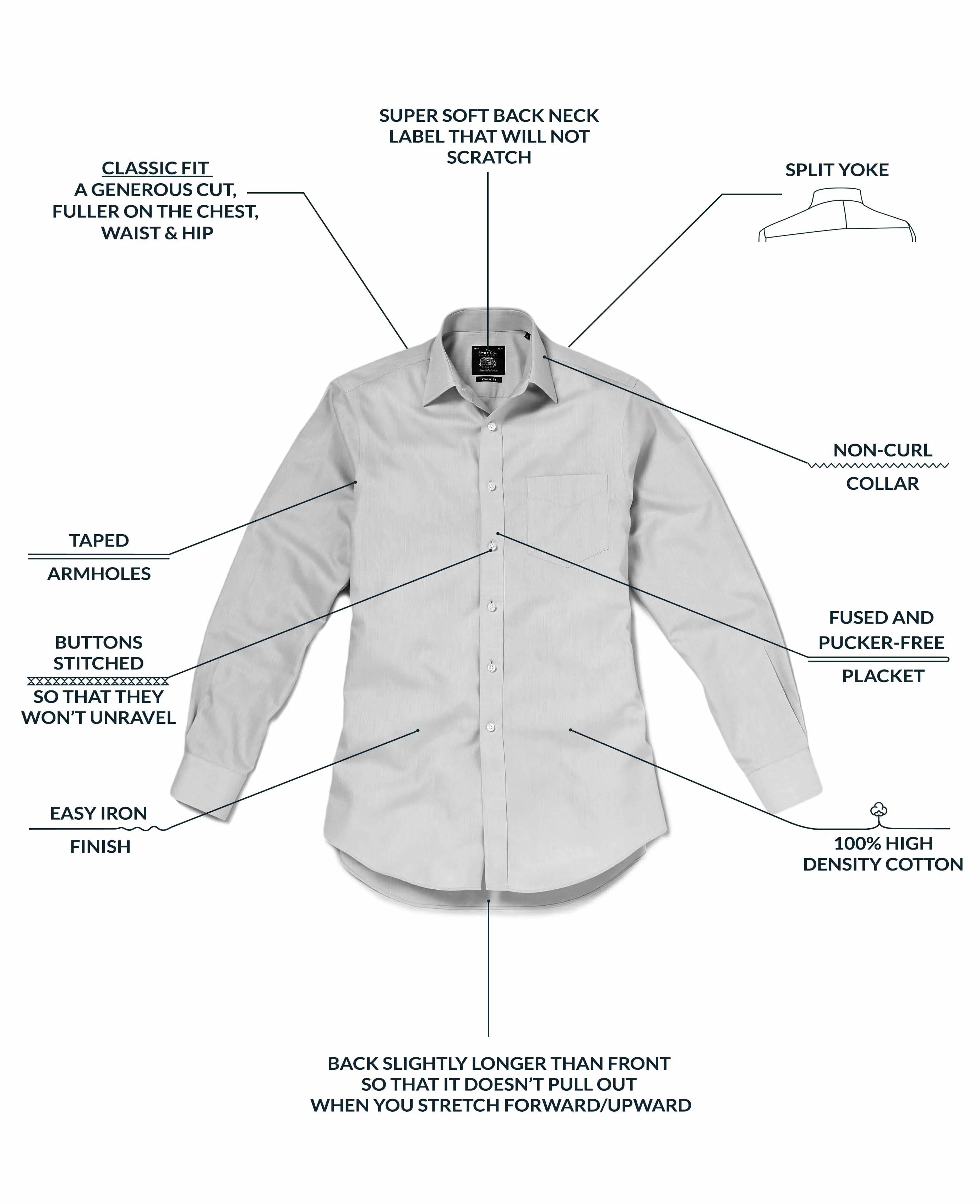 White Twill Classic Fit Shirt - Single or Double Cuff