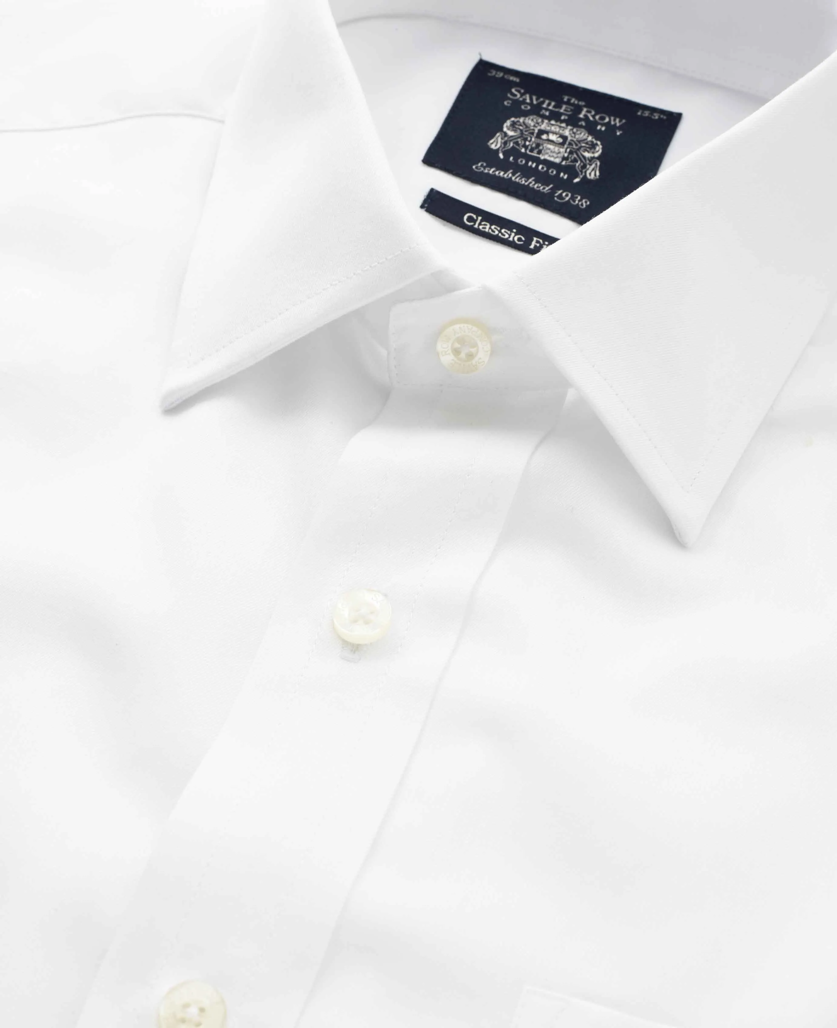 White Twill Classic Fit Shirt - Single or Double Cuff