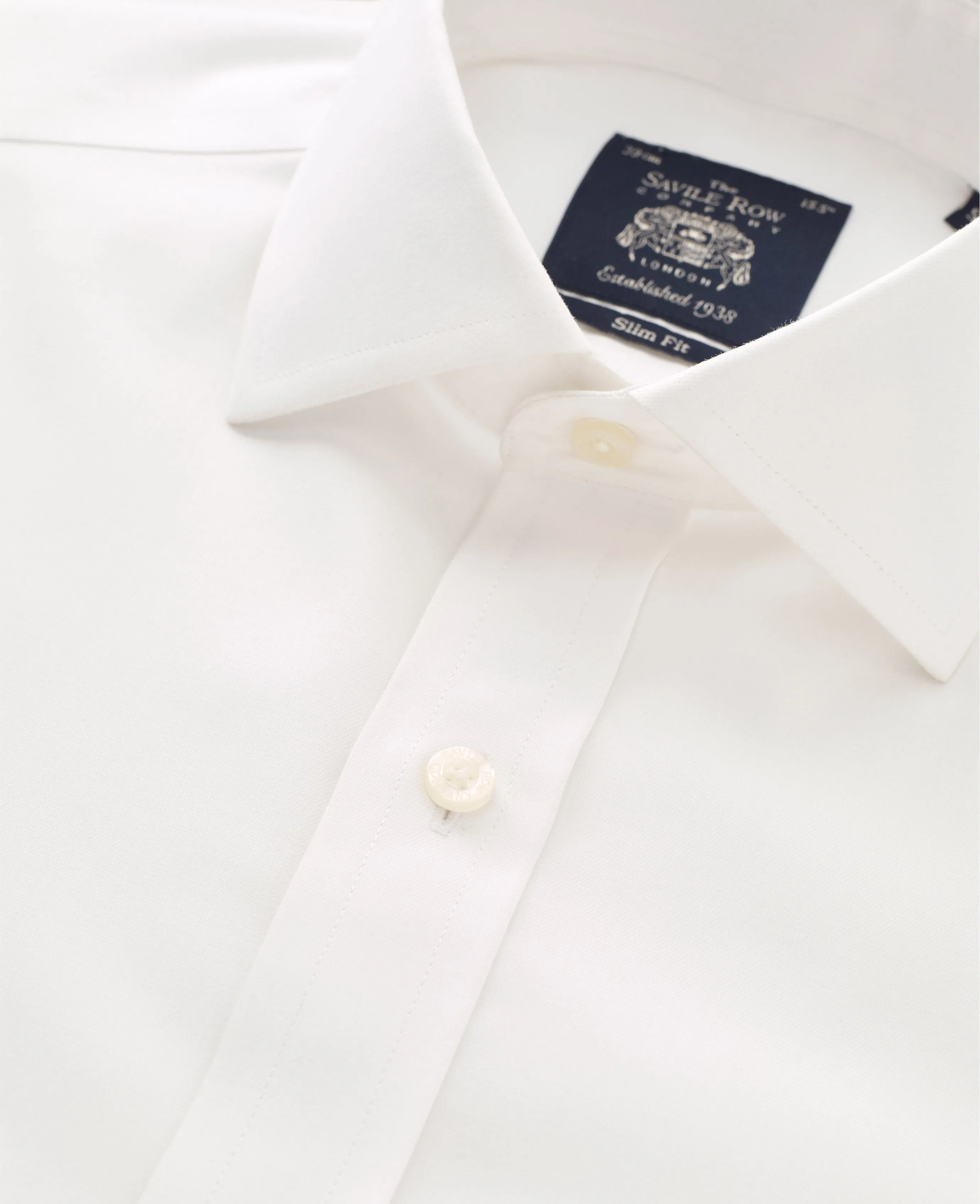 White Twill Slim Fit Non-Iron Formal Shirt - Single Cuff