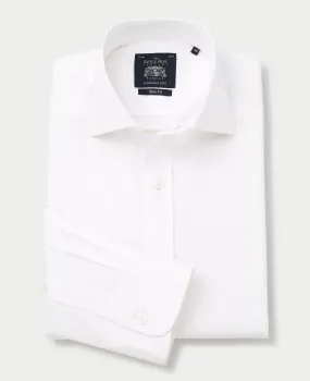 White Twill Slim Fit Non-Iron Formal Shirt - Single Cuff