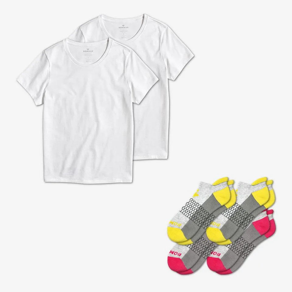 Women's Crew Neck T-Shirt & Ankle Sock 6-Pack