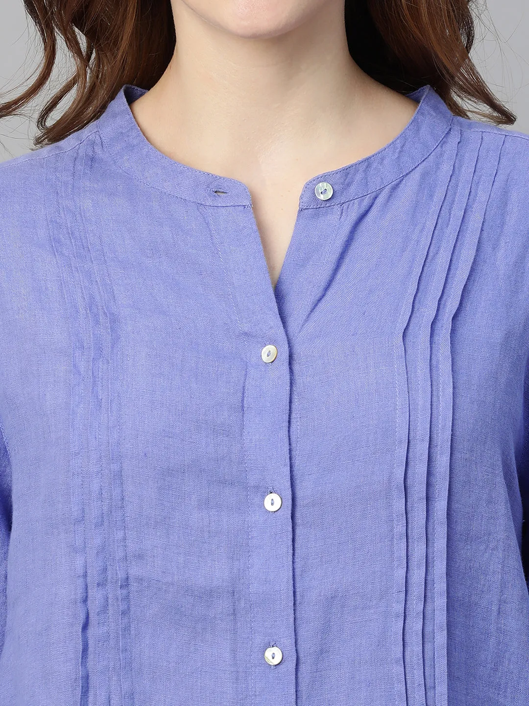 Women's Lilac Linen Regular Fit Blouse