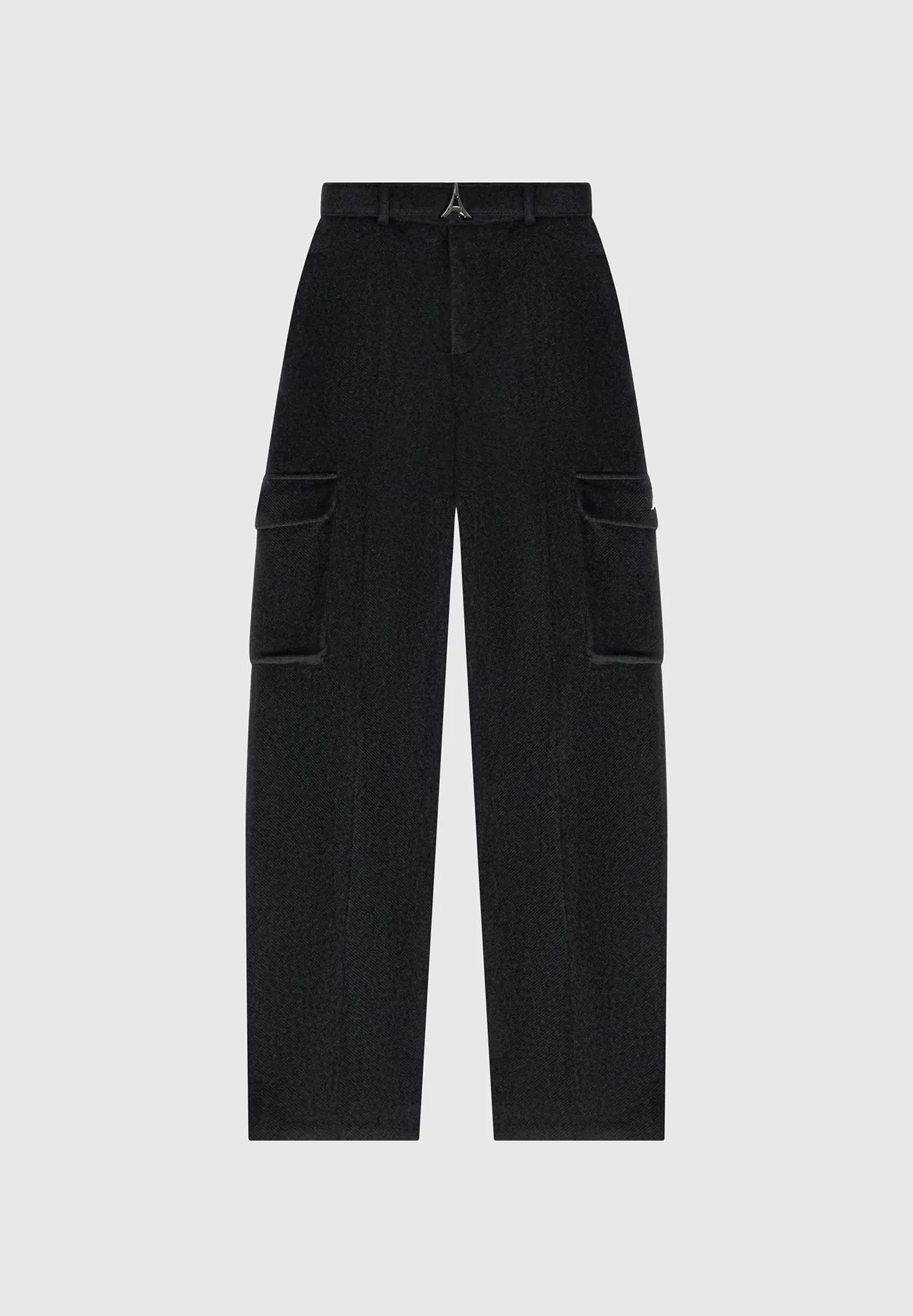 Wool Tailored Cargo Trousers - Black