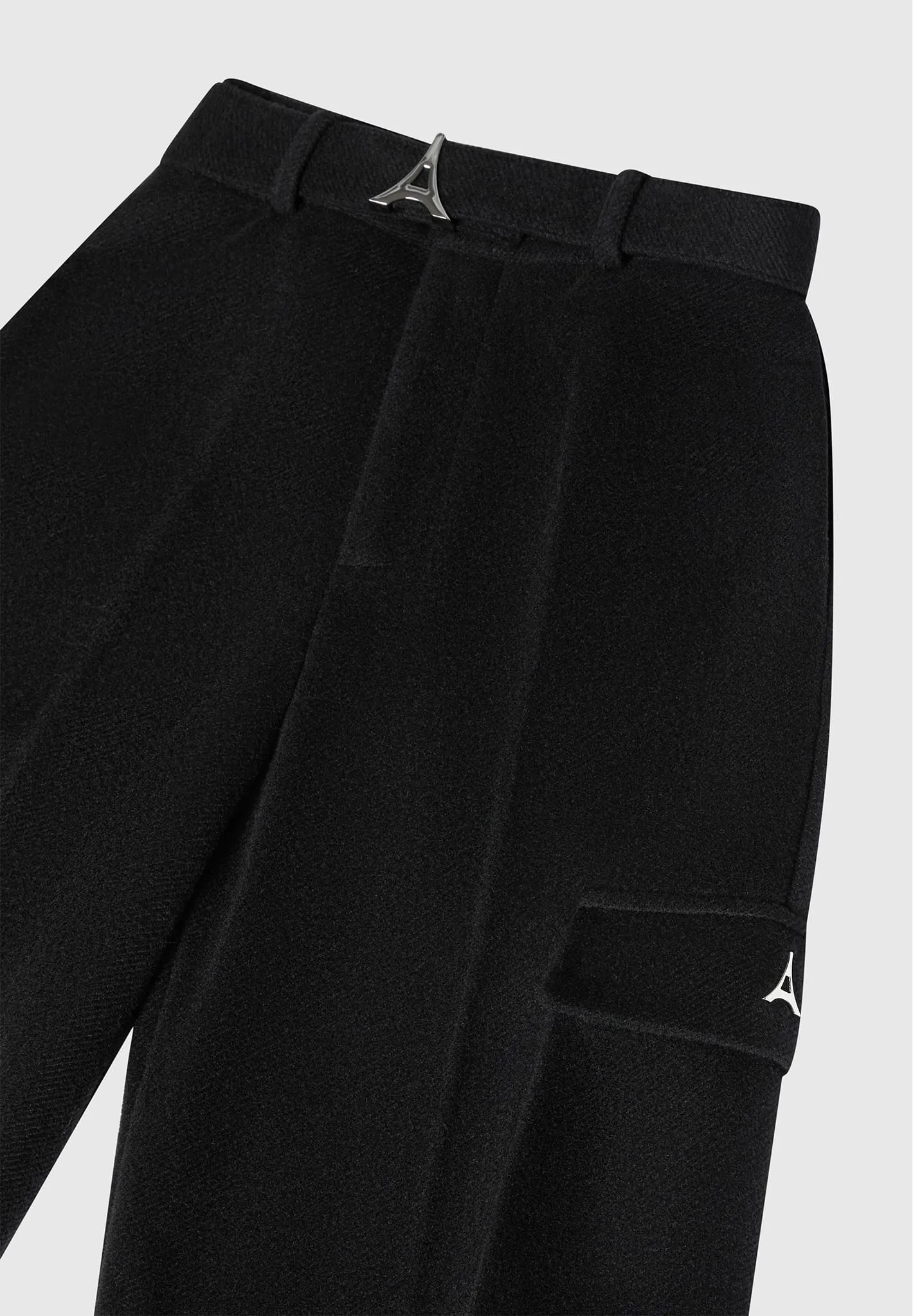 Wool Tailored Cargo Trousers - Black